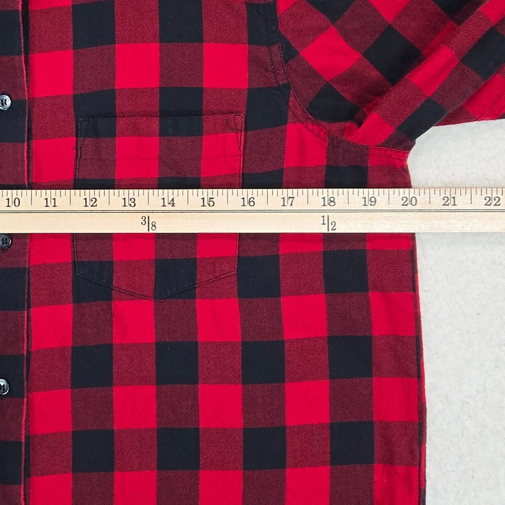Madewell Buffalo Check Flannel Shirt Women M Red Black Plaid Tie Front Button Up - Picture 8 of 14